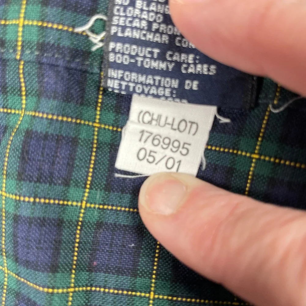 Vintage Tommy Hilfiger Shirt Mens XL Multicolor Plaid Colorblock Patchwork 90s